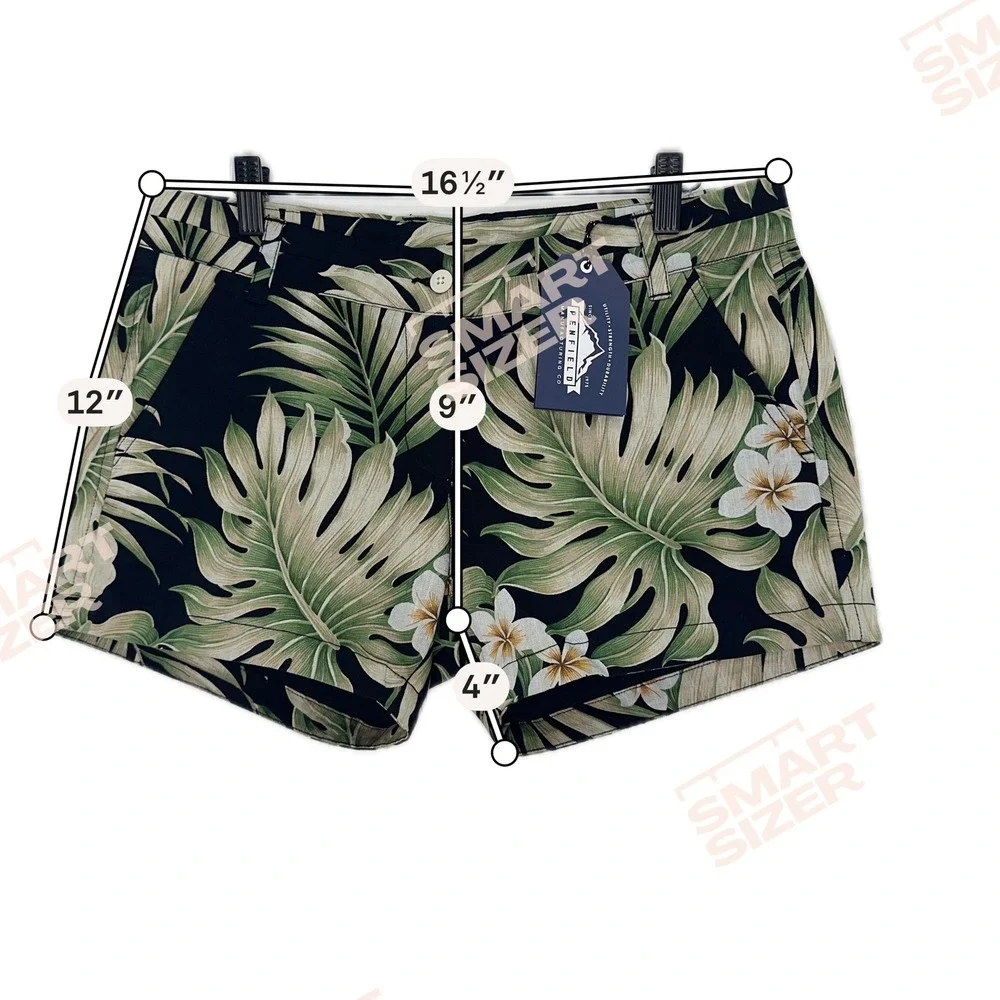 Penfield Truro‎ Shorts Womens M Black Palm Tropical Resort Coastal Summer NWT
